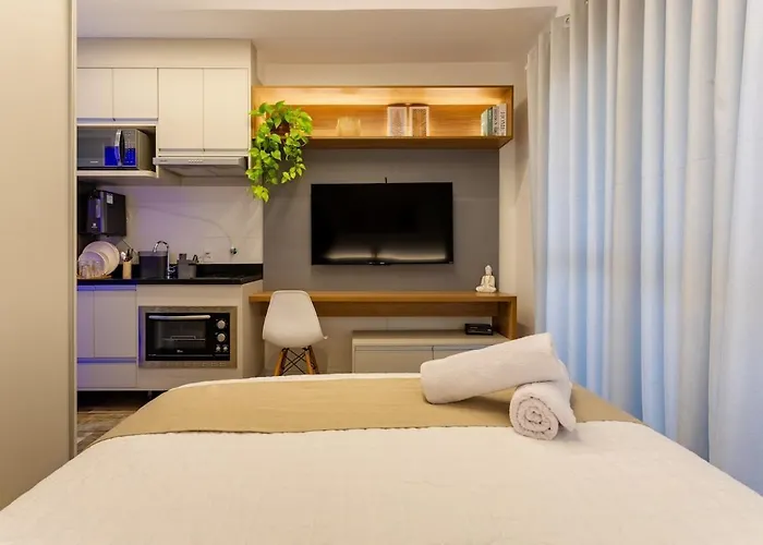 Ap 508 Wonder - Studio Aconchego | Pool, Sauna, Rooftop.