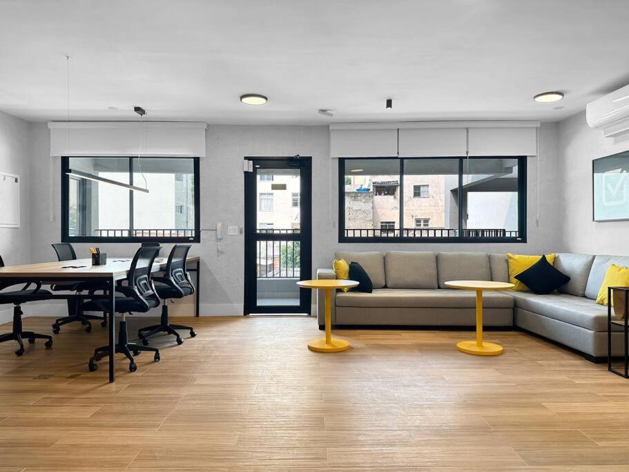 Kitchen Modern Coworking Balcony Apartamento São Paulo