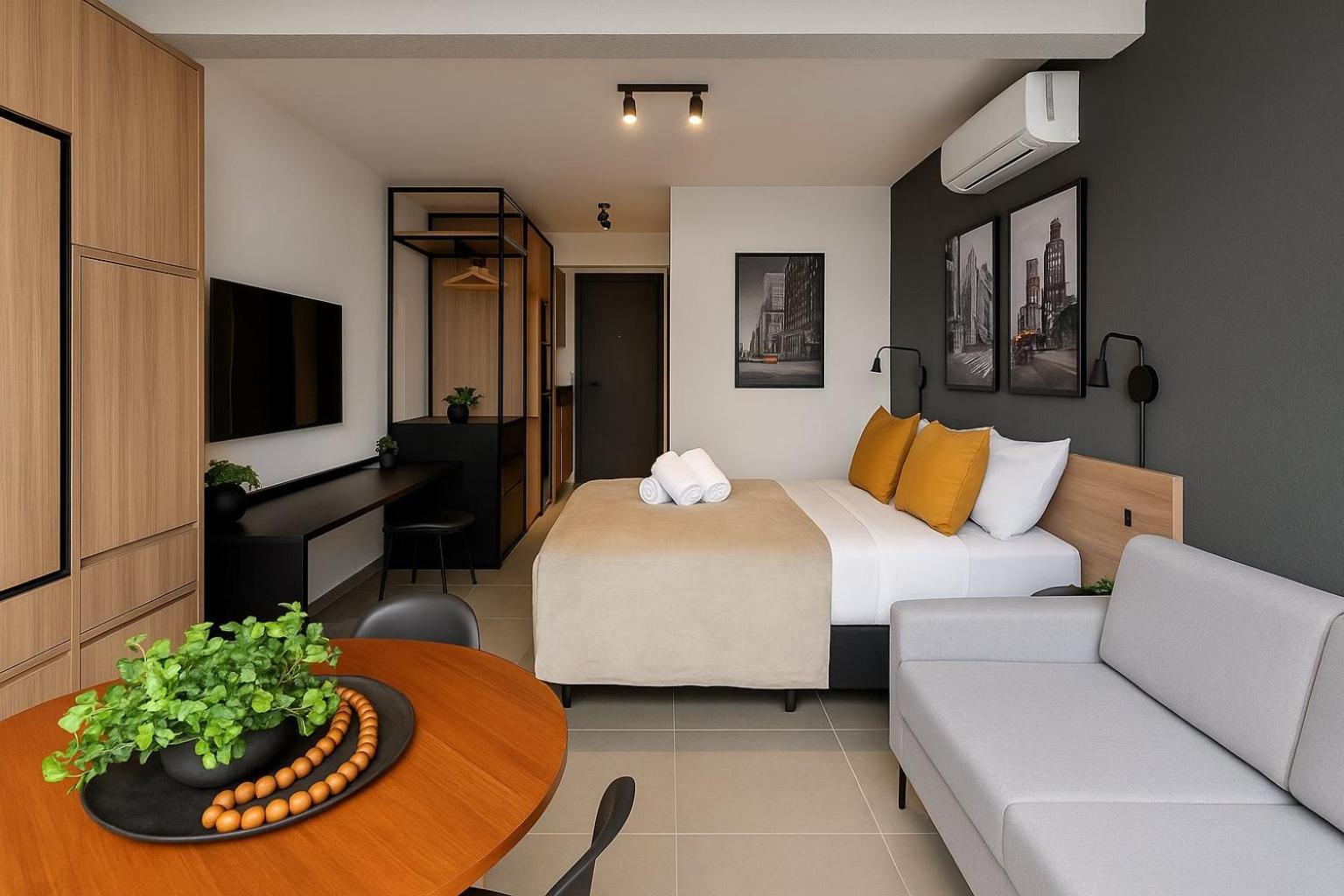 Sofisticados Com Ar, Cozinha, Piscina, Coworking E Metro A 5 Min Apartamento
